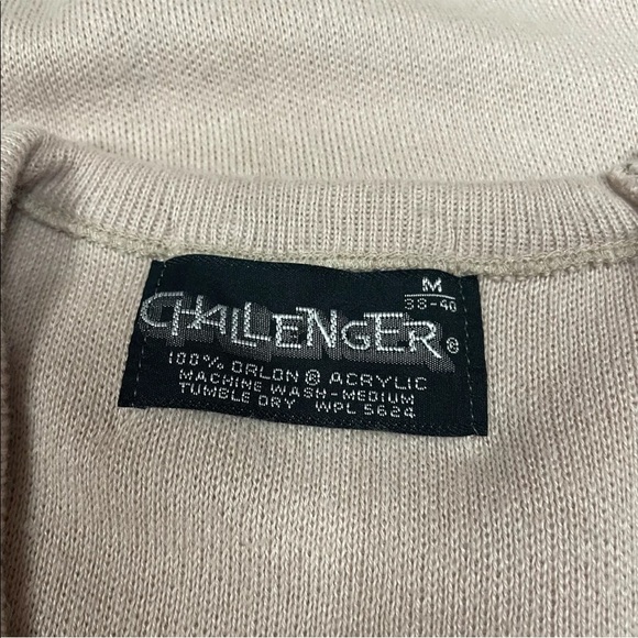 Vintage Challenger 80’s Men’s Sweater Medium Orlon Acrylic Beige Knit - Picture 4 of 6